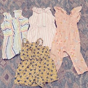 Bundle of 4 Summer Rompers, Girls size 2T/24 months